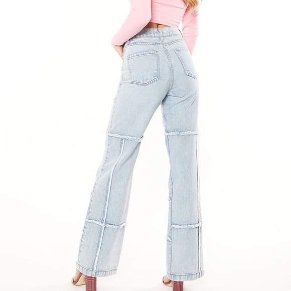 REVICE Patchwork Denim high-raise straight leg Jeans - Picture 5 of 9